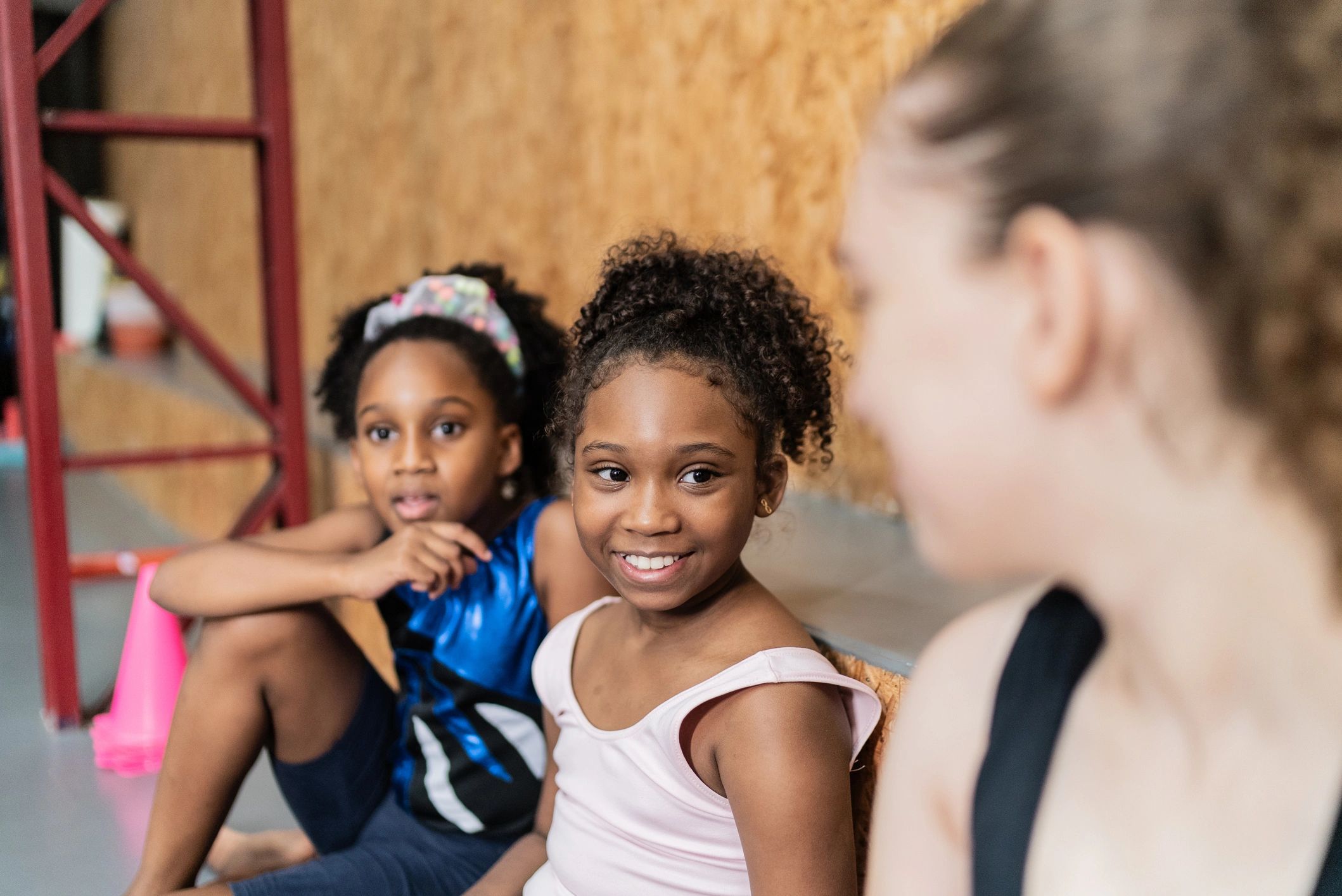 Students connecting and preparing together in a rehearsal space